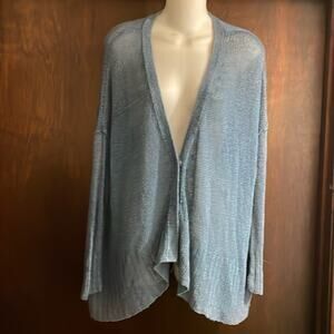 Free People Brand Size XS Oversized Blue Knit Lightweight Cardigan Sweater